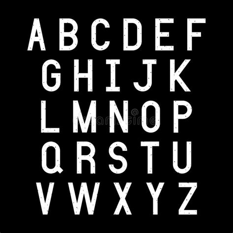 White Alphabet Letters On Black Background Stock Vector Illustration