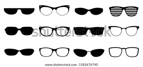 Eyeglasses Silhouettes Stylish Sunglasses Different Eyewear Stock Vector Royalty Free