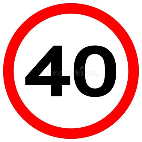 Speed Limit 40 Traffic Signvector Illustration Isolate On White