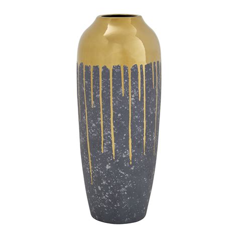 49cm Gold And Grey Ceramic Vase Grey Sohome La Redoute