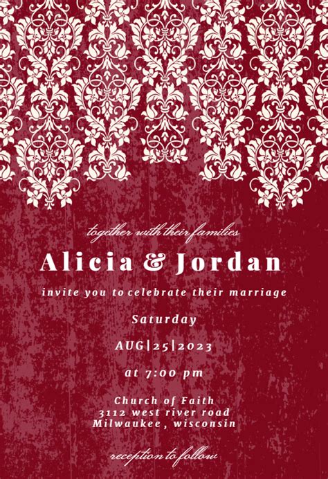 Tasteful Tapestry Frame Wedding Invitation Template Free