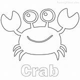 Crab Coloring Pages Cute Cartoon Drawing Printable Getcolorings Print Getdrawings Paintingvalley sketch template