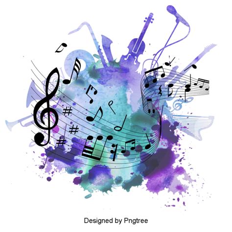 Beautiful Cartoon Hand Painted Music Symbol Staff Music Clipart Music