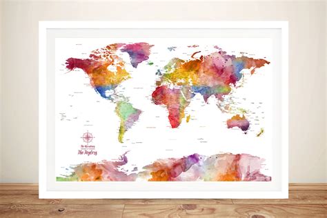 personalized push pin map detailed world map canvas w