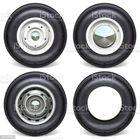 Vector Car Tires With White Steel Disks Stock Illustration Download
