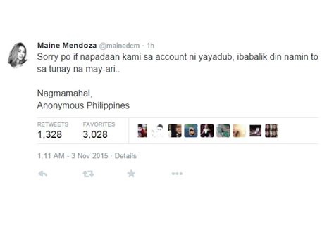 Maine Mendoza S Twitter Account Hacked Entertainment News The Philippine Star