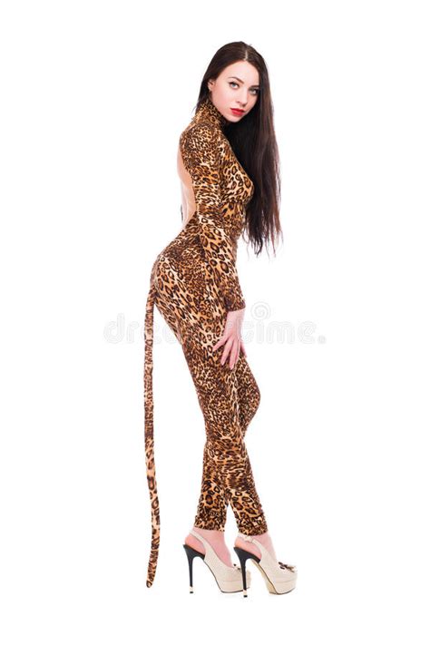 Brunette Wearing Like A Leopard Stock Image Image Of Black Halloween
