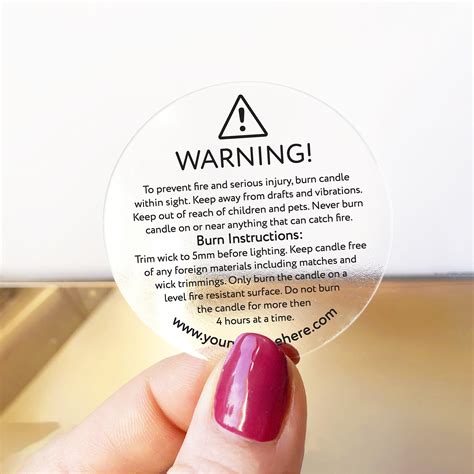 Custom Candle Warning Safety Labels Stickers Candle Making Safety