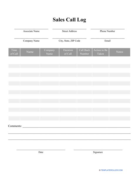 Free Sales Call Sheet Template Printable Templates
