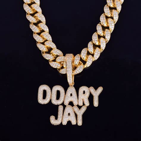 With 20mm 18inch Cuban Chain Custom Name Small Bubble Letters Chain