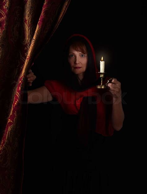 Woman With Candlestick Stock Image Colourbox