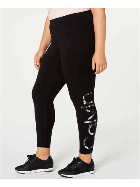 calvin klein womens black high waist printed active wear leggings size 1x ebay
