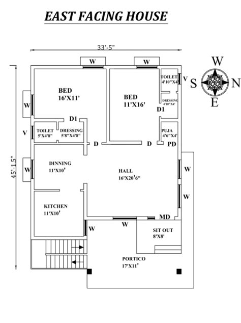 2 Bhk Floor Plans Per Vastu House Design Ideas