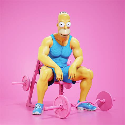 3d Cartoon Character At Gym Homer Simpson By Mohamed Halawany 8