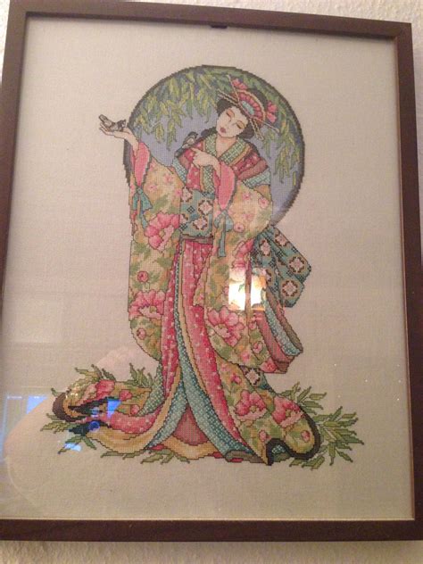 Samplings (9) country cottage needleworks (41) cross eyed cricket (6) cross stitch antiques (6) cross winged collection (1). Geisha cross stitch spring. My aunt made this for my ...
