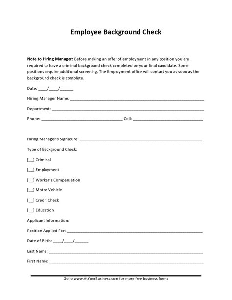 47 Free Background Check Authorization Forms Templatelab