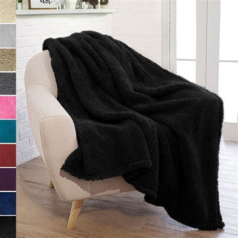 Pavilia Plush Sherpa Throw Blanket For Couch Sofa Fluffy Microfiber Fleece Throw Soft Fuzzy