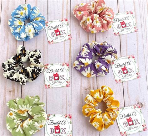 Daisy Flower Scrunchies Hair Ties Floral Scrunchies Hair Etsy