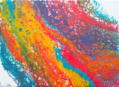 Falling Rainbows Original Abstract Colourful Fluid Painting By Louise