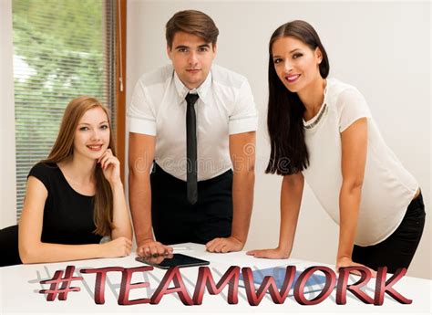 Group Of Business People Searching For Solution With Brainstorming Team Work Stock Image