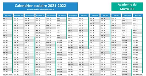Calendrier Scolaire 2022 Et 2023 à Imprimer Mayotte Calendrier