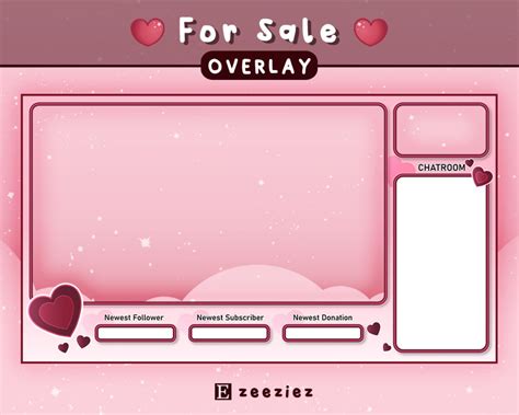 Twitch Overlay Pack Hearts Theme Pink Digital Download Etsy Canada