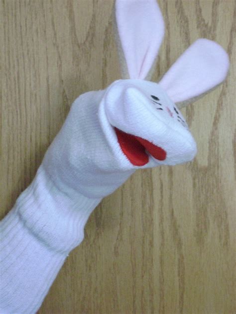 Rabbit Bunny Sock Puppet Puppets By Margie Appliqued Red Mouth Etsy