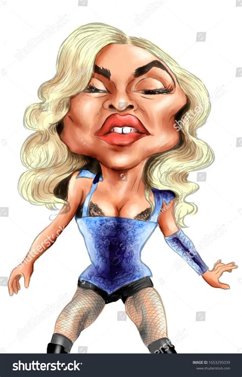 Caricature Madonna American Mega Star Stock Illustration