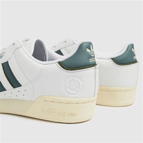 Mens White And Green Adidas Continental 80 Stripe Trainers Schuh