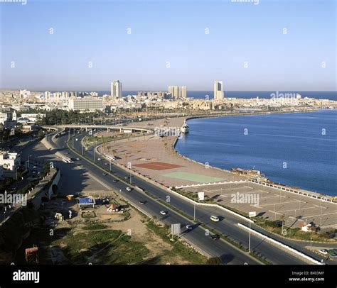 Old Town Harbour Port Coast Libya Sea Town City Tripoli Tripoli Stock