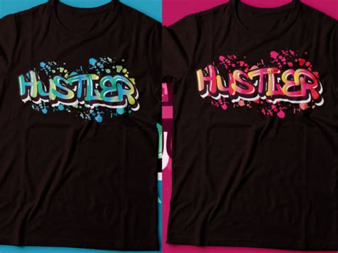 Hustler Graffiti Style Typography Neon Effect Tshirt Design Glowing