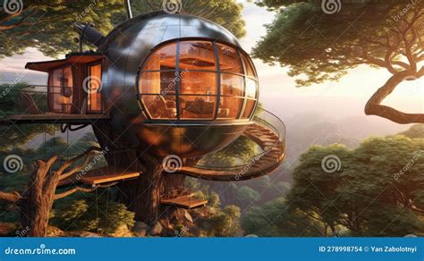 Futuristic Treehouse With Virtual Reality Integration Generative Ai