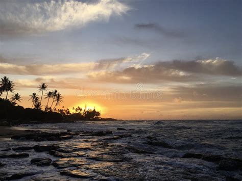 Sunrise In July In Wailua Bay On Kauai Island Hawaii Stock Image