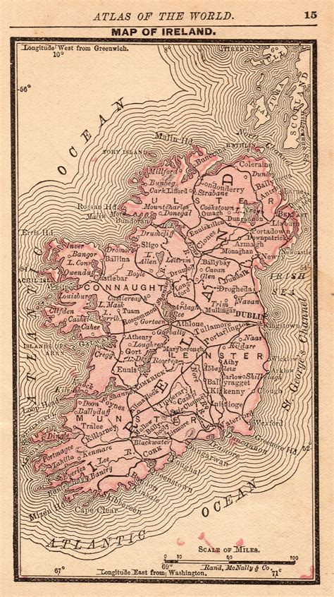 1888 Rare Antique Ireland Map Scotland Map Vintage Miniature Map Of