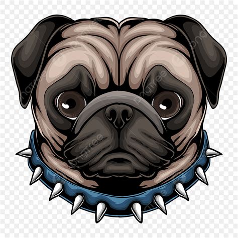 Pug Head Vector Design Images Pug Dog Head A Wearing Collar Vector