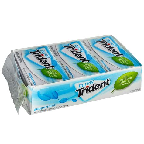 Purely Trident Peppermint Sugar Free Gum 14 Piece Pack 144case