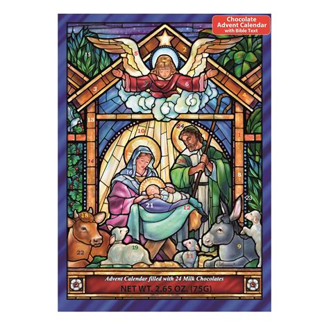 Stained Glass Nativity Advent Calendar With Chocolates Ewtn Religious