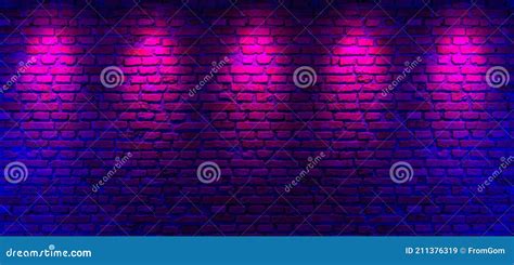 Brick Walls And Neon Light Background Brick Walls Neon Rays And Glow