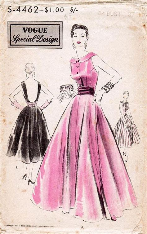 1950s Stunning Evening Dress Pattern Vogue Special Design S 4462
