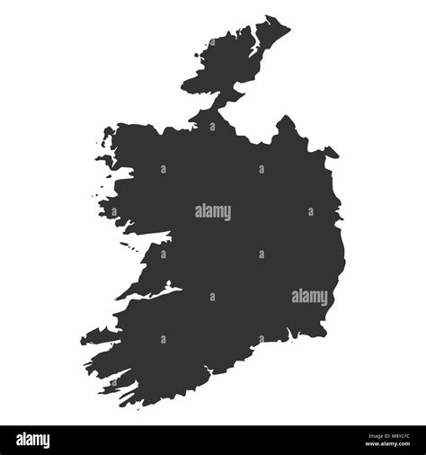 Ireland Map Simple Black White Silhouette Vector Illustration Stock