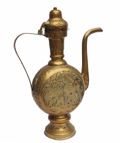 Antique Egyptian Brass Ewer Pitcher Bowl Set Etsy