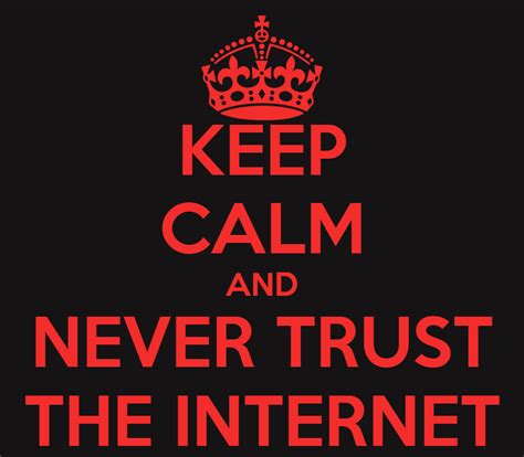 Keep Calm And Never Trust The Internet Poster Keep