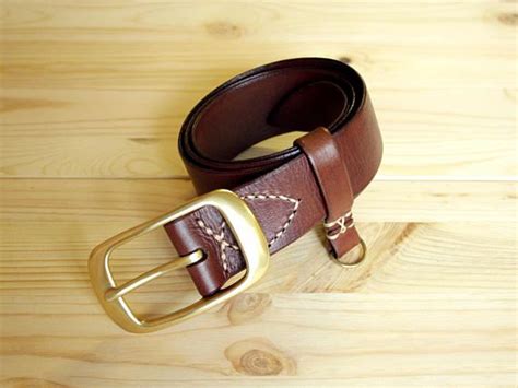 Brown Leather Belt Vegetable Tanned Leather Belt Solid Brass Buckle
