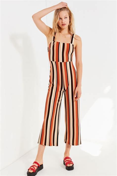 Uo Delany Straight Neck Striped Jumpsuit Striped Jumpsuit Casual Formal Dresses Jumpsuit