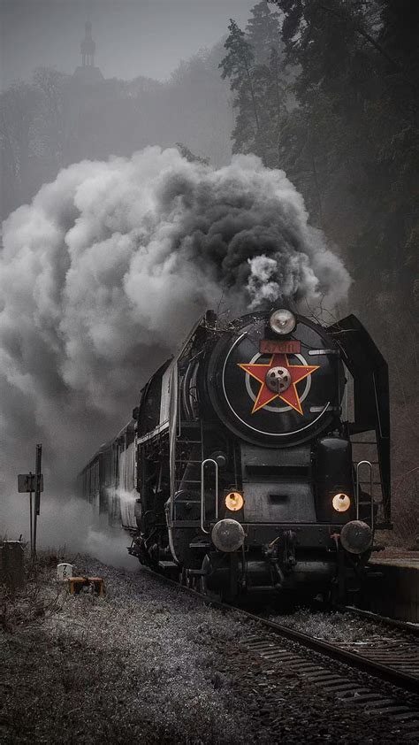 Steam Train Trains Locomotive Star Smoke Red Star Hd Phone