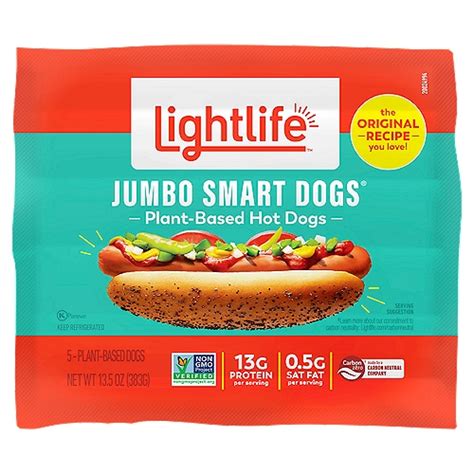 Lightlife Smart Dogs Jumbo Plant Based Hot Dogs