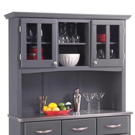 Home Styles Of Large 2 Dr Hutch Gray Finish Buffet Tables And Sideboard