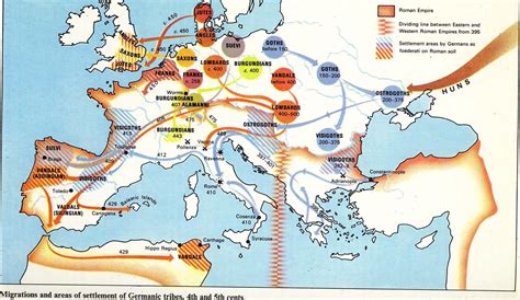 Migrations And Areas Of Settlement Of Germanic Tribes In 4th And 5th