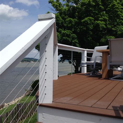 Saddle Colored Trex Stainless Steel Cable Railing Patio New Deck