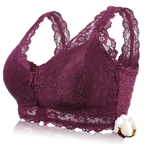 Us 16 Zip Front Cotton Lining Gather Wireless Soft Lace Comfort Embroidery Bra By Newchic Lace